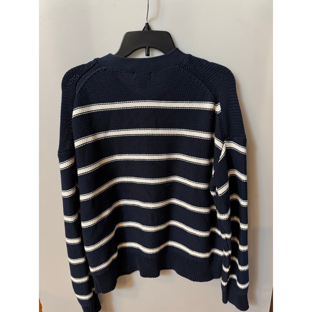 Caslon Stripe Pima Cotton Cardigan - Blue White - XL (New) - Picture 4 of 4